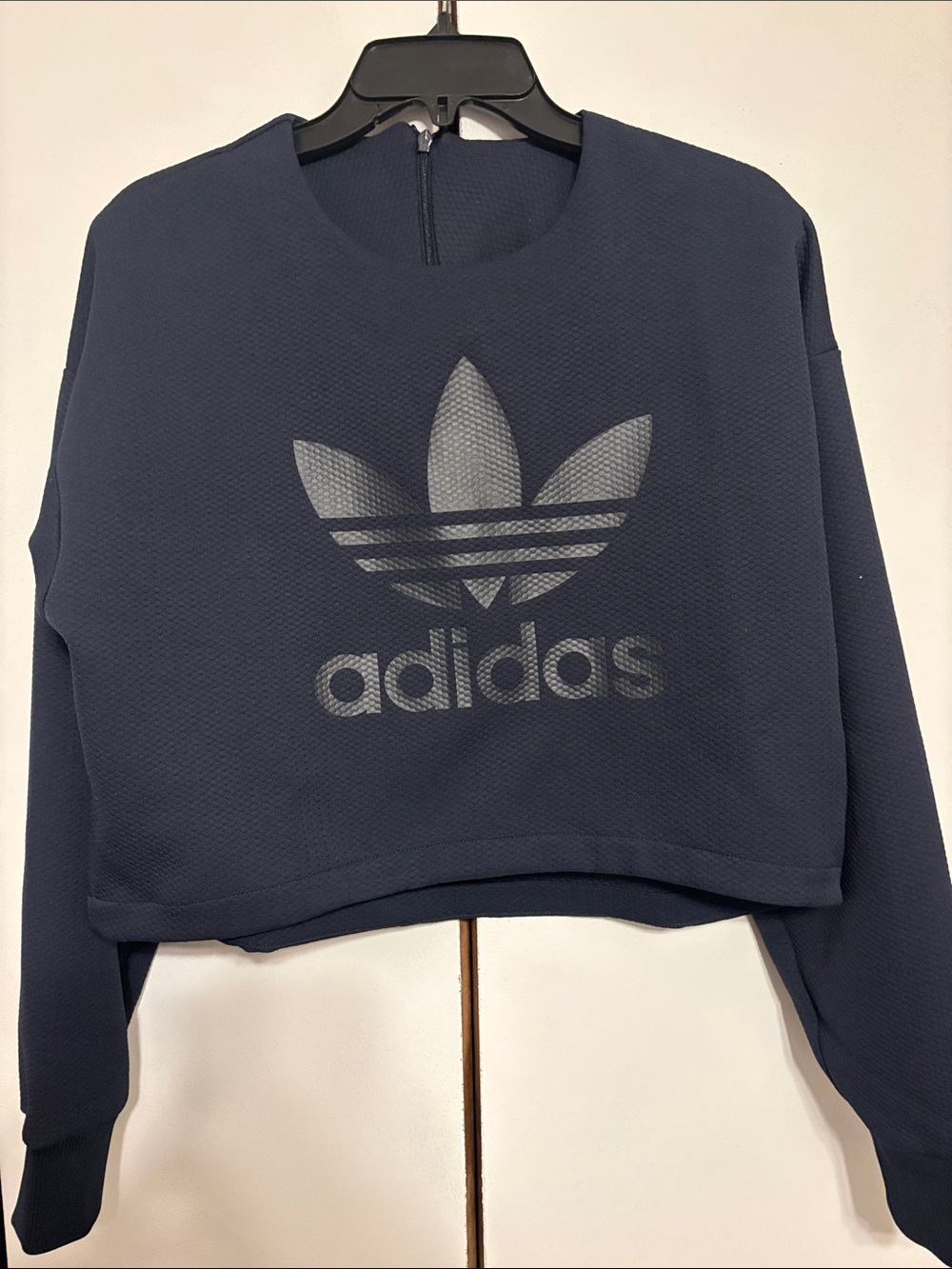 adidas Navy Cropped Trefoil Sweatshirt